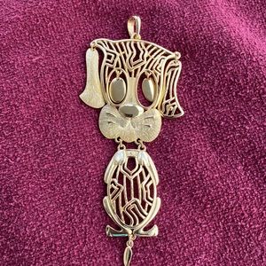 Alan Dog Pendant Gold Tone, Articulated Vintage ‘70’s